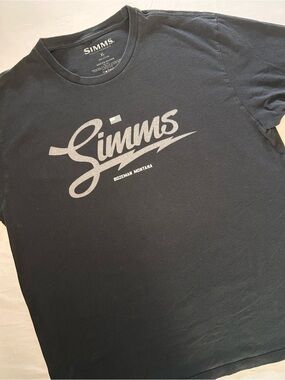 Simms XL Black Bozeman Montana Logo T-Shirt Fishing Graphic Tee